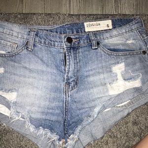 Ripped jean shorts